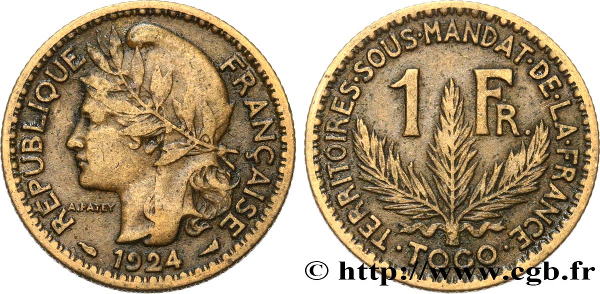 TOGO - MANDATO FRANCESE 1 Franc 1924 Paris q.BB 