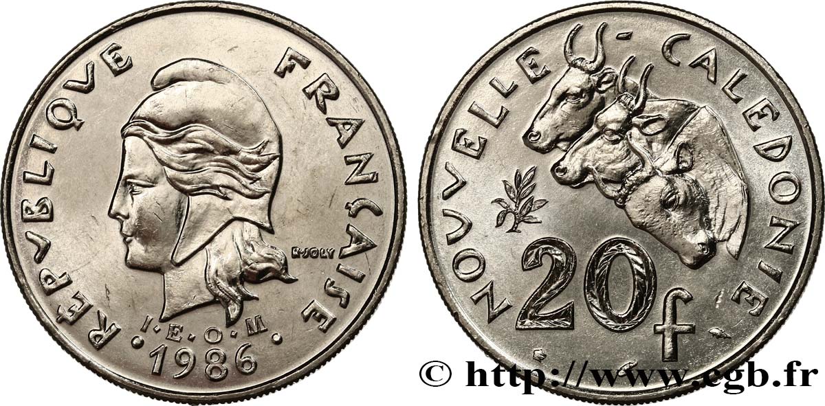 NEW CALEDONIA 20 Francs I.E.O.M. 1986 Paris MS 