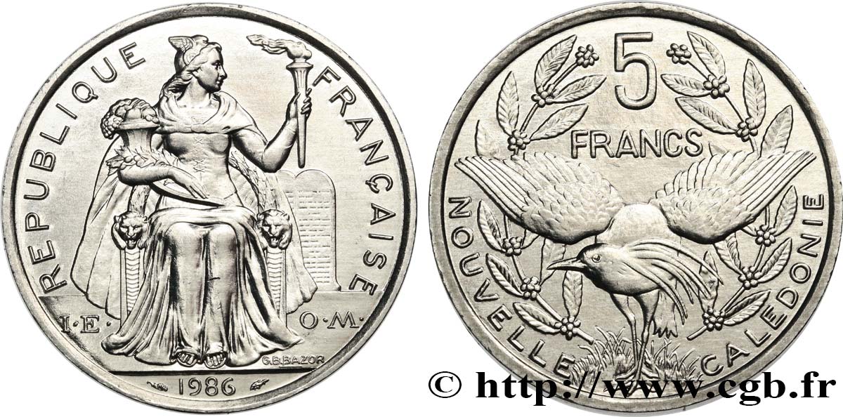 NEW CALEDONIA 5 Francs I.E.O.M. 1986 Paris MS 