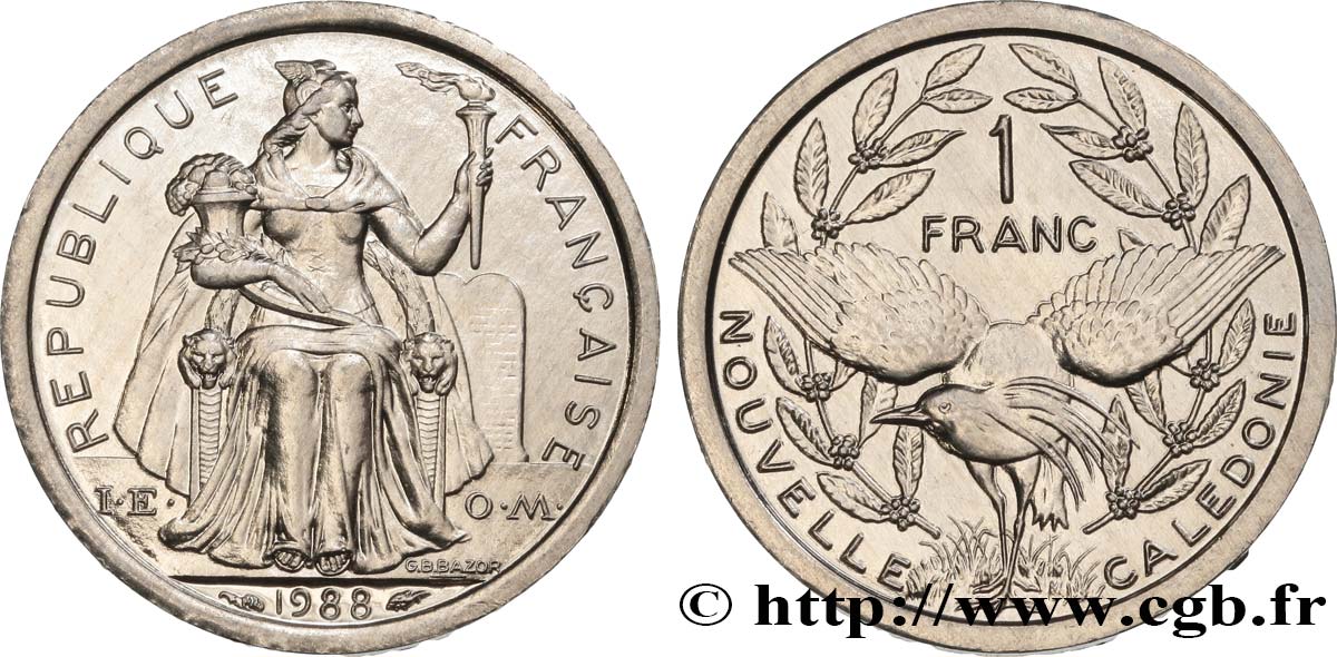 NOUVELLE CALÉDONIE 1 Franc I.E.O.M. 1988 Paris SPL 