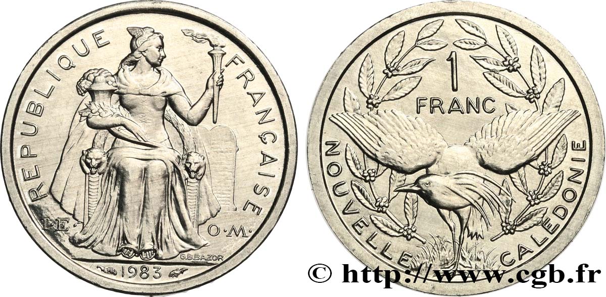 NOUVELLE CALÉDONIE 1 Franc I.E.O.M. 1983 Paris SPL 