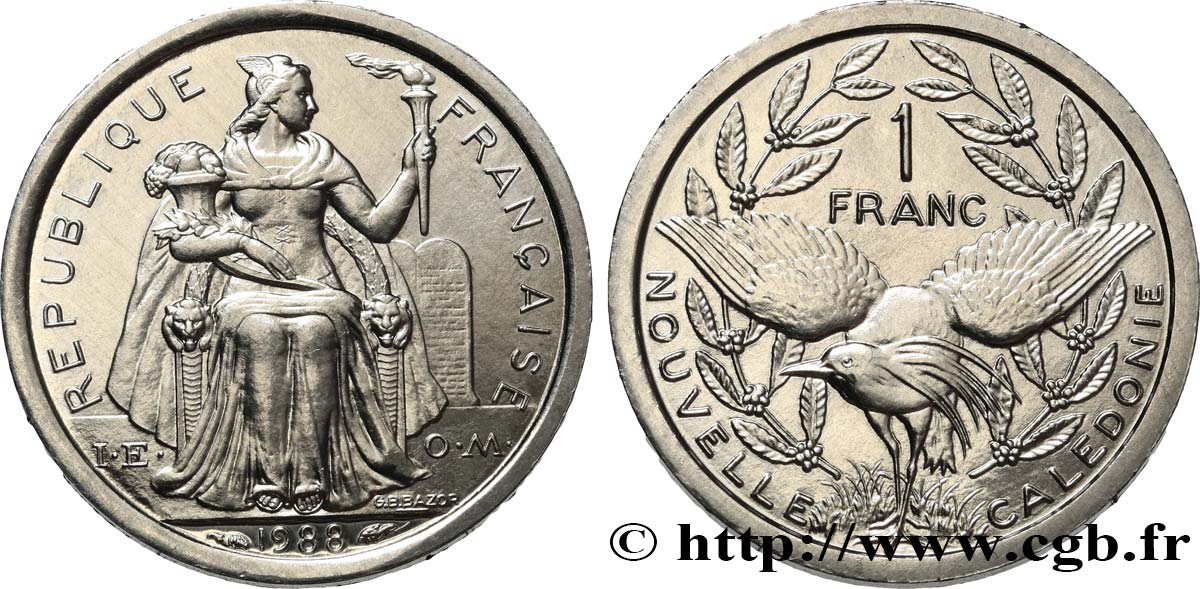NUEVA CALEDONIA 1 Franc I.E.O.M.  1988 Paris SC 