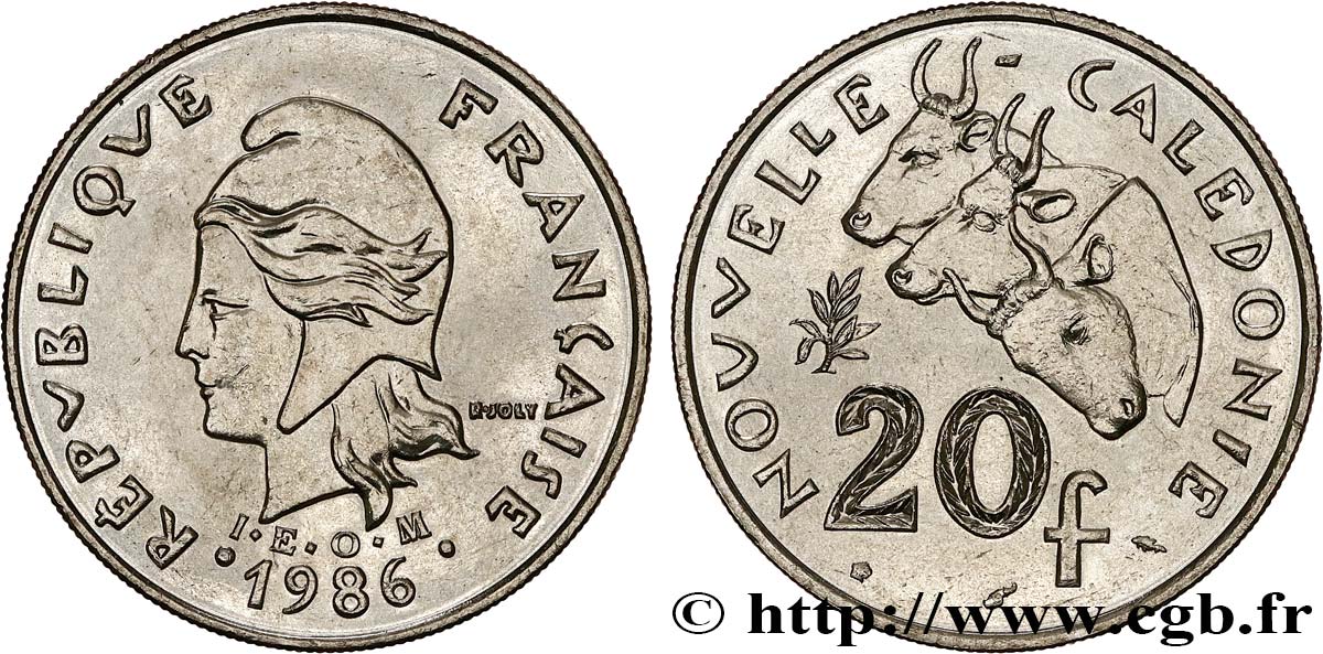 NOUVELLE CALÉDONIE 20 Francs I.E.O.M. 1986 Paris SPL 