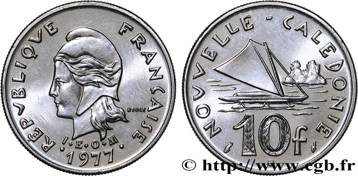 NEUKALEDONIEN 10 Francs I.E.O.M. 1977 Paris fST 