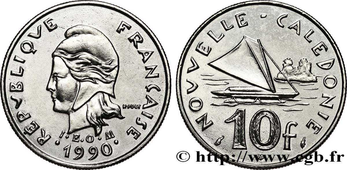 NOUVELLE CALÉDONIE 10 Francs I.E.O.M. 1990 Paris SUP 