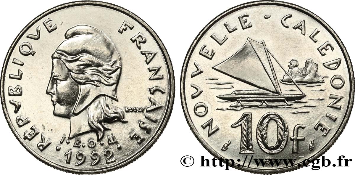 NEUKALEDONIEN 10 Francs I.E.O.M. 1992 Paris fST 