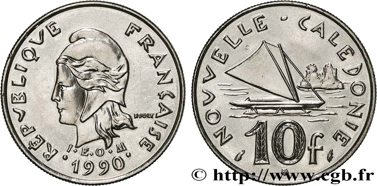 NUOVA CALEDONIA 10 Francs I.E.O.M.  1990 Paris MS 