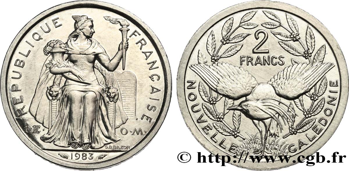 NEW CALEDONIA 2 Francs I.E.O.M. 1983 Paris MS 