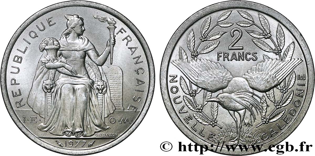 NEUKALEDONIEN 2 Francs I.E.O.M.  1977 Paris fST 