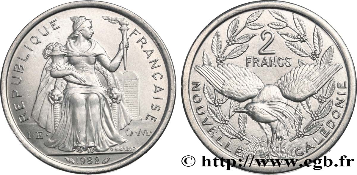 NEUKALEDONIEN 2 Francs I.E.O.M.  1982 Paris fST 