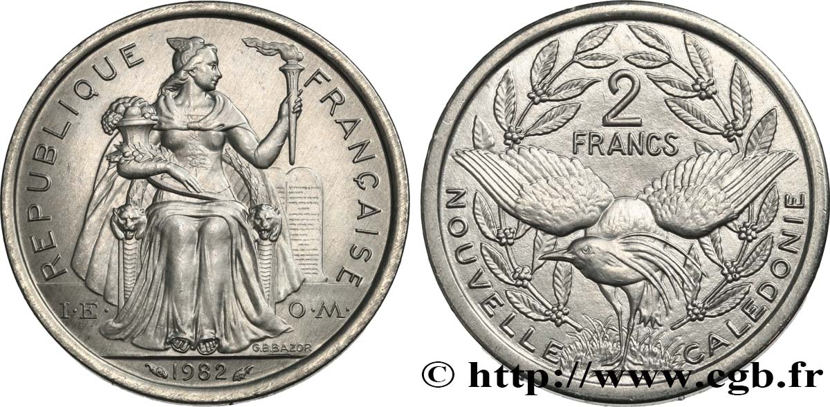 NEW CALEDONIA 2 Francs I.E.O.M.  1982 Paris MS 