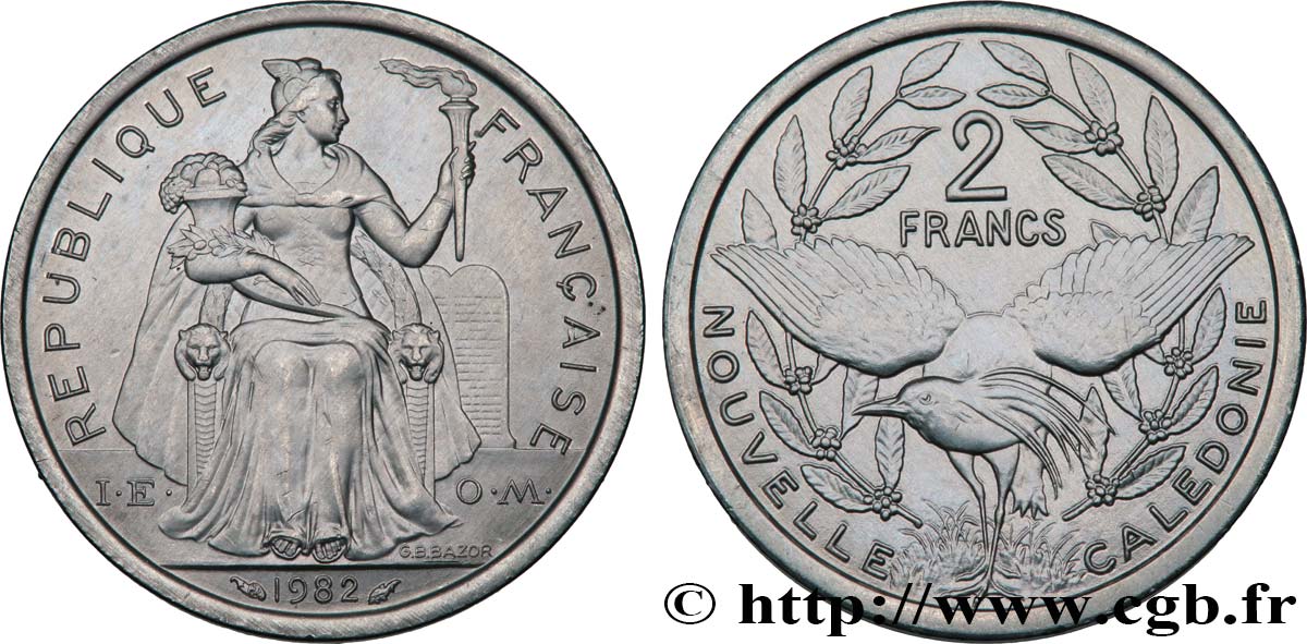 NUOVA CALEDONIA 2 Francs I.E.O.M.  1982 Paris MS 