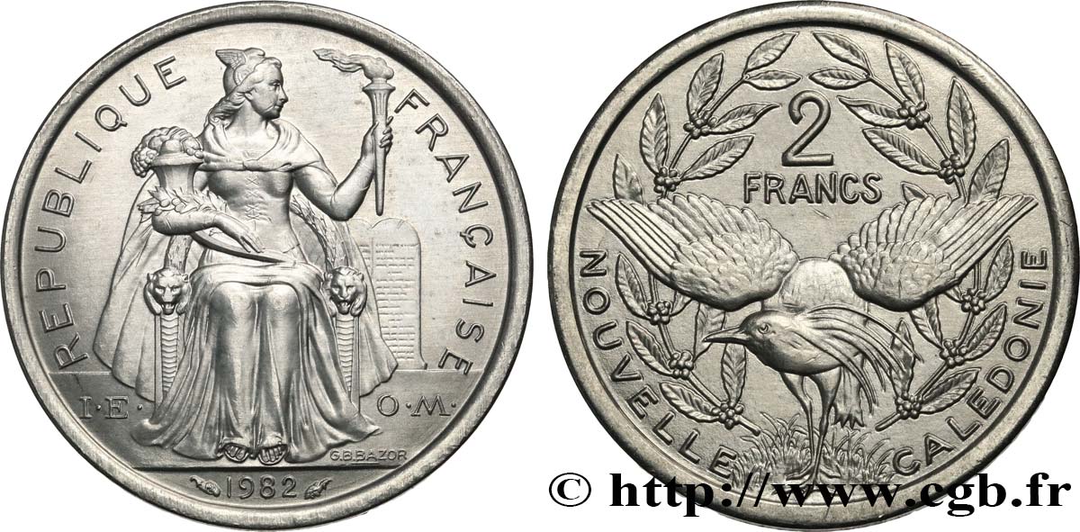 NEW CALEDONIA 2 Francs I.E.O.M.  1982 Paris MS 