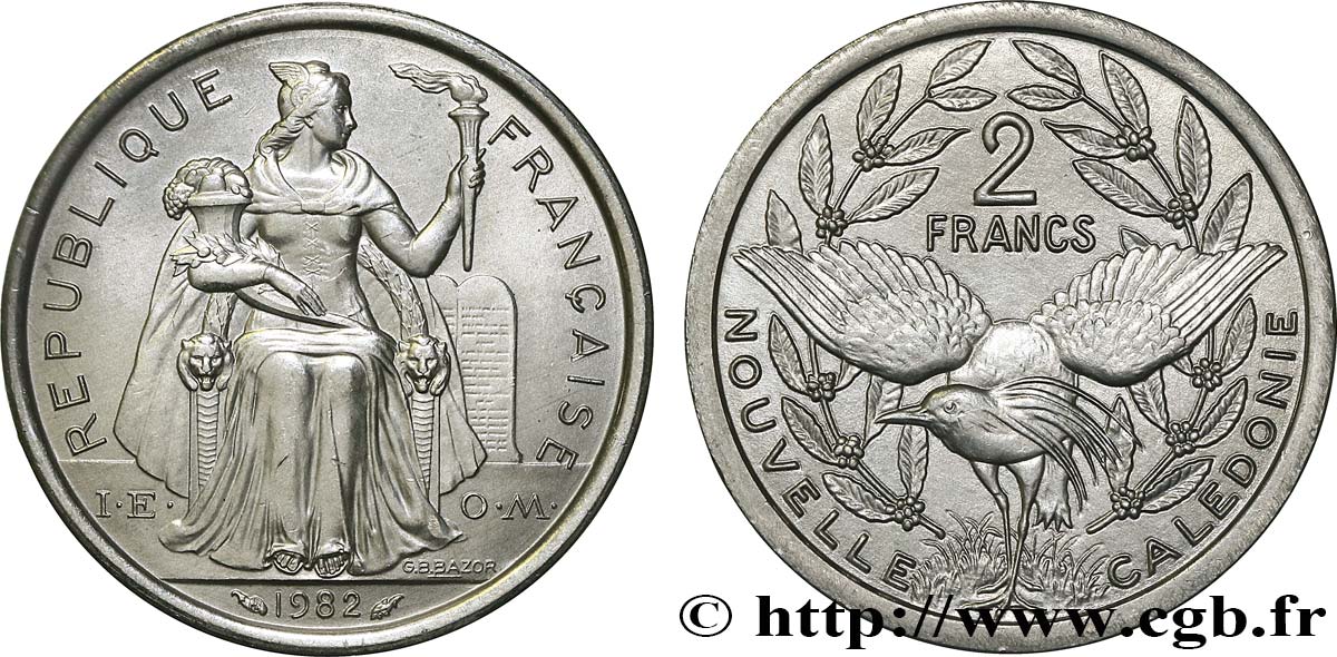 NUEVA CALEDONIA 2 Francs I.E.O.M.  1982 Paris SC 