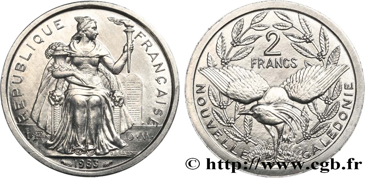 NUOVA CALEDONIA 2 Francs I.E.O.M. 1983 Paris MS 