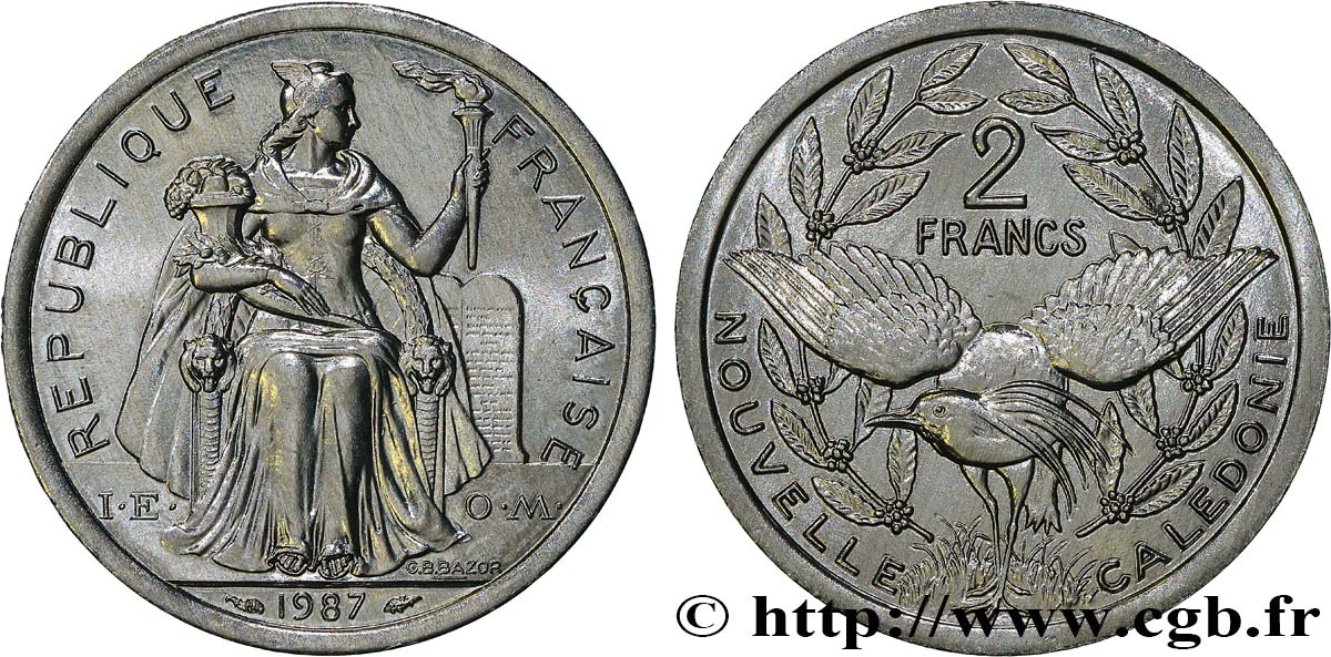 NUEVA CALEDONIA 2 Francs I.E.O.M. 1987 Paris SC 