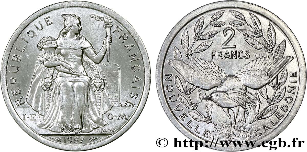 NEUKALEDONIEN 2 Francs I.E.O.M. 1987 Paris fST 