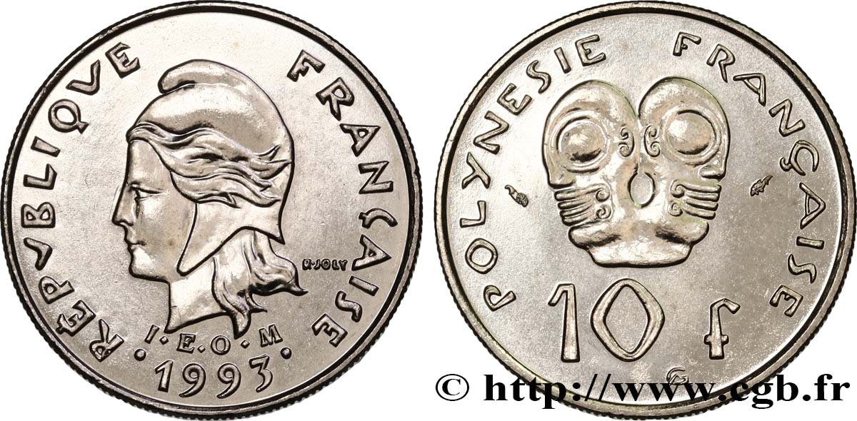 FRANZÖSISCHE-POLYNESIEN 10 Francs I.E.O.M. 1993 Paris fST 