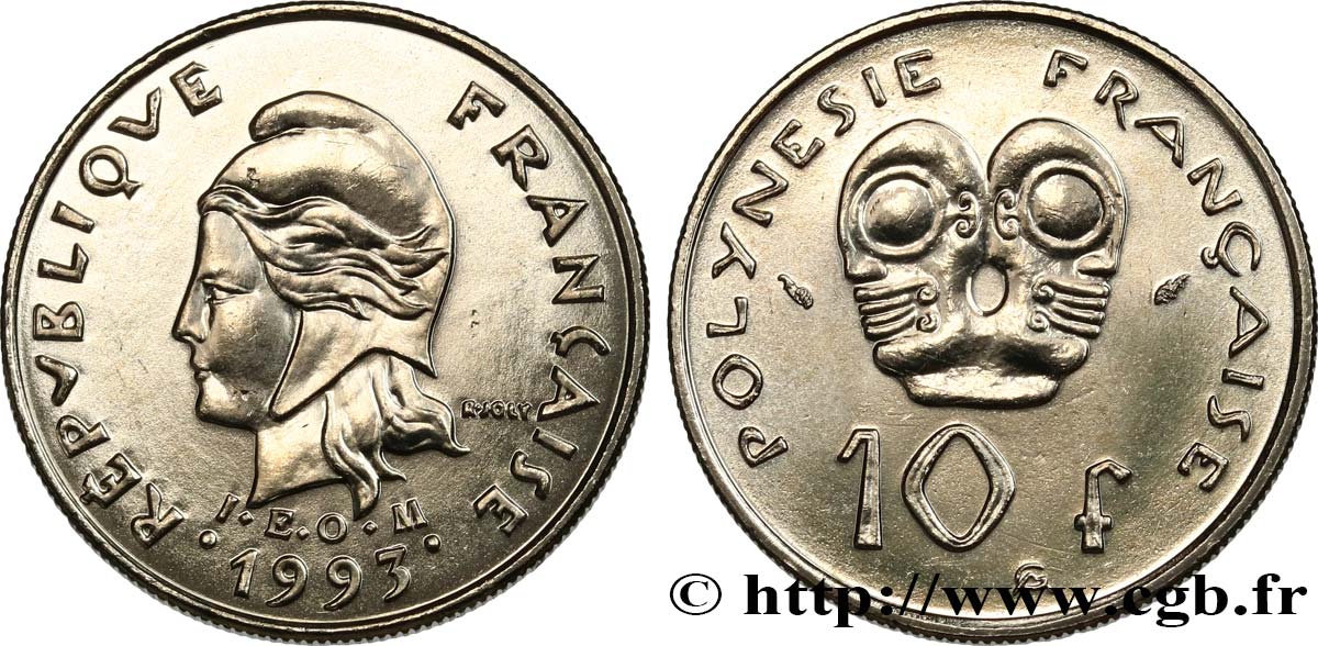 FRANZÖSISCHE-POLYNESIEN 10 Francs I.E.O.M. 1993 Paris fST 
