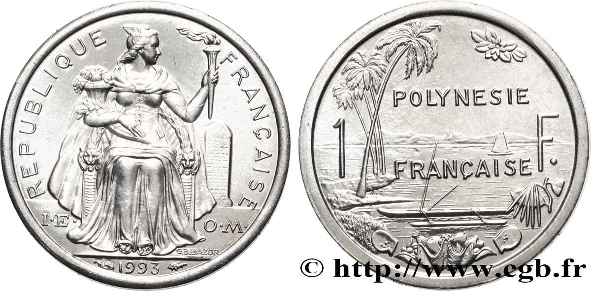 POLINESIA FRANCESE 1 Franc I.E.O.M.  1993 Paris MS 