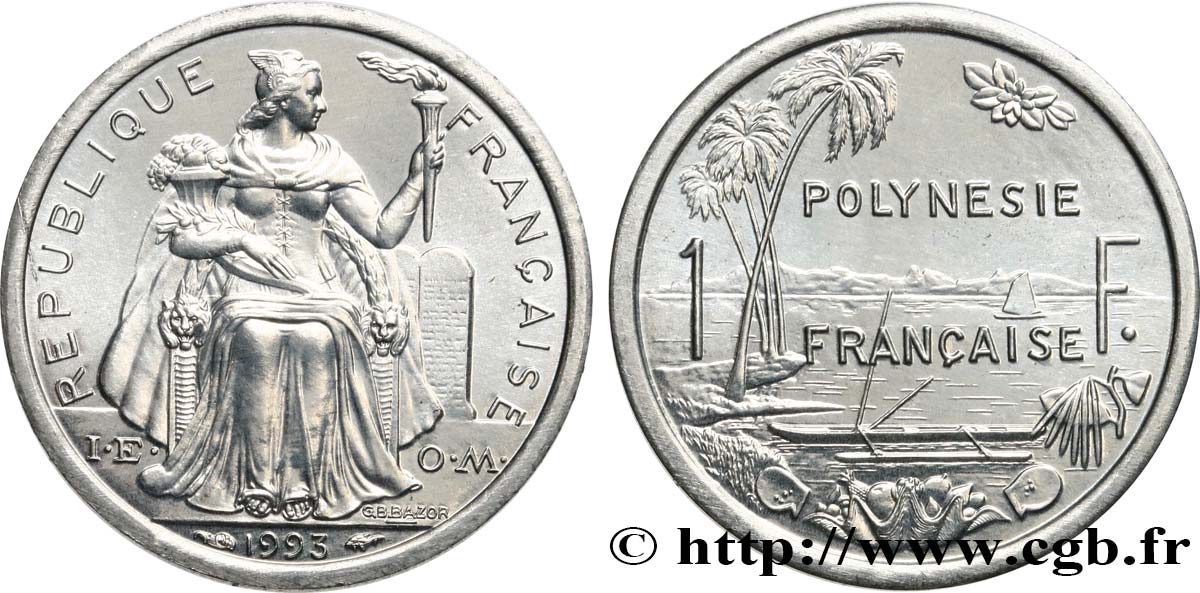 FRANZÖSISCHE-POLYNESIEN 1 Franc I.E.O.M.  1993 Paris fST 