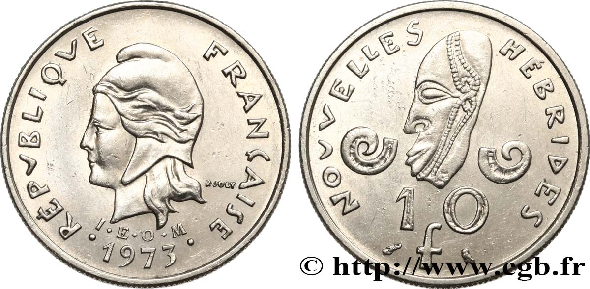 NUOVO EBRIDI (VANUATU dopo1980) 10 Francs 1973 Paris SPL 