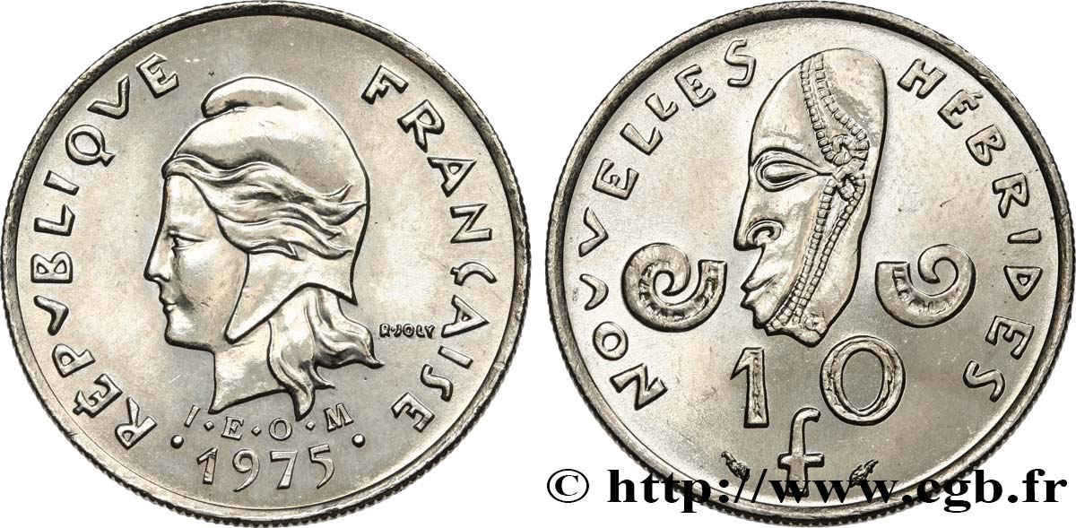 NUEVAS HÉBRIDAS (VANUATU desde 1980) 10 Francs I.E.O.M. 1975 Paris SC 