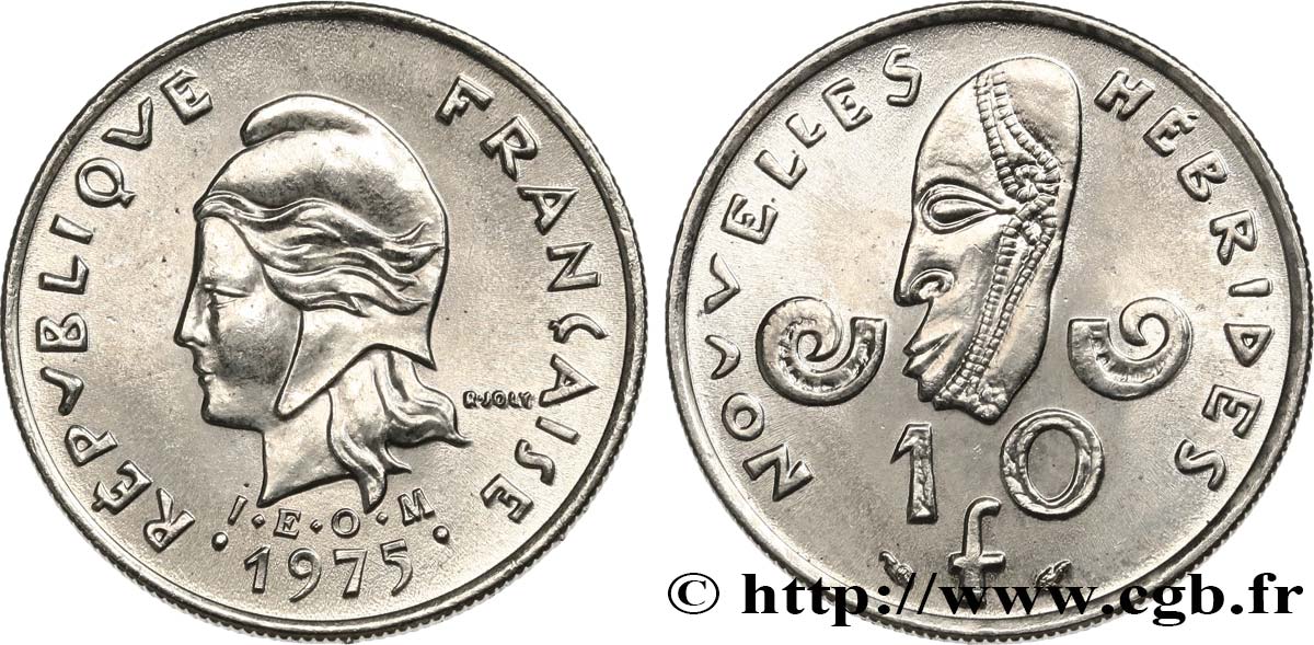NUEVAS HÉBRIDAS (VANUATU desde 1980) 10 Francs I.E.O.M. 1975 Paris SC 