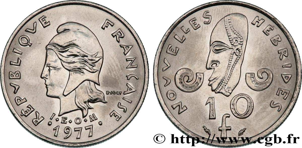 NEUE HEBRIDEN (VANUATU ab 1980) 10 Francs I.E.O.M. 1977 Paris fST 