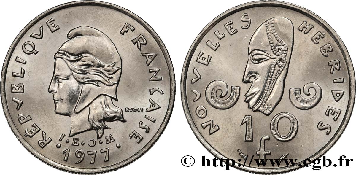 NOUVELLES HÉBRIDES (VANUATU depuis 1980) 10 Francs 1977 Paris SPL 