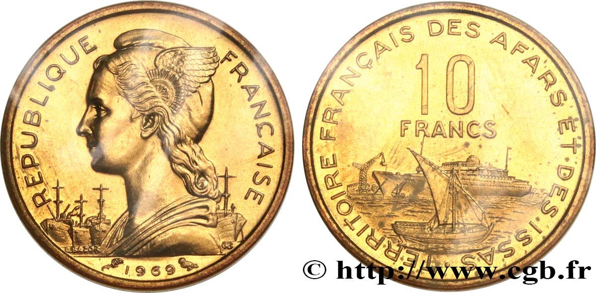 YIBUTI - Territorio Francés de los Afars e Issas Essai 10 Francs 1969 Paris FDC 