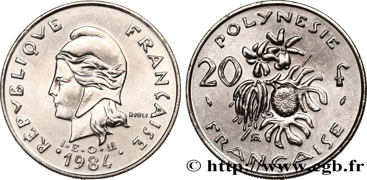 POLINESIA FRANCESE 20 Francs I.E.O.M. 1984 Paris MS 