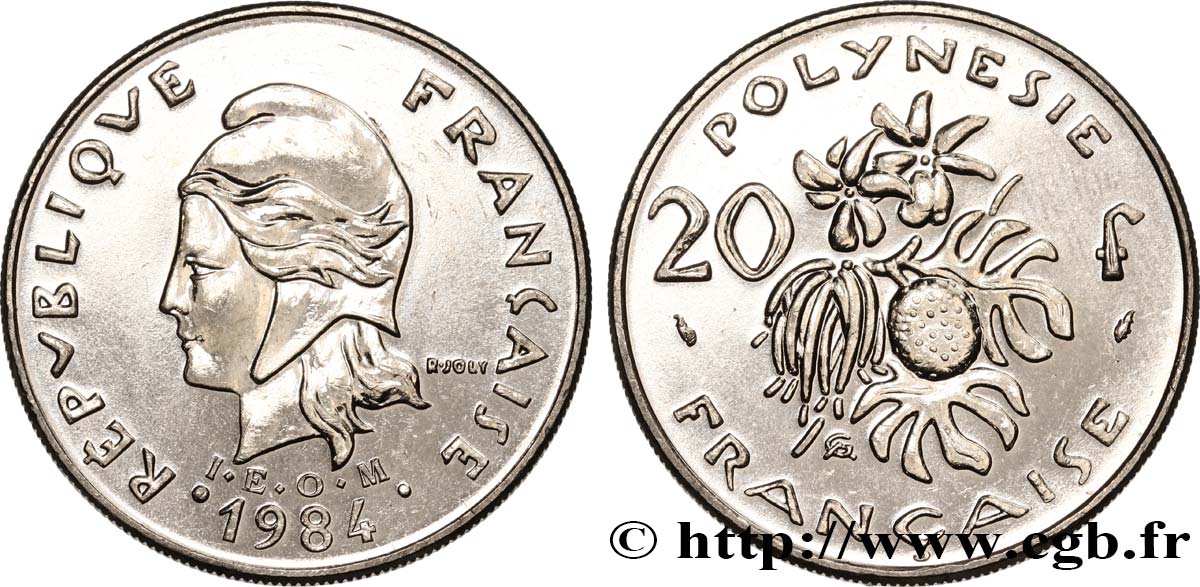 POLINESIA FRANCESE 20 Francs I.E.O.M. 1984 Paris SPL 