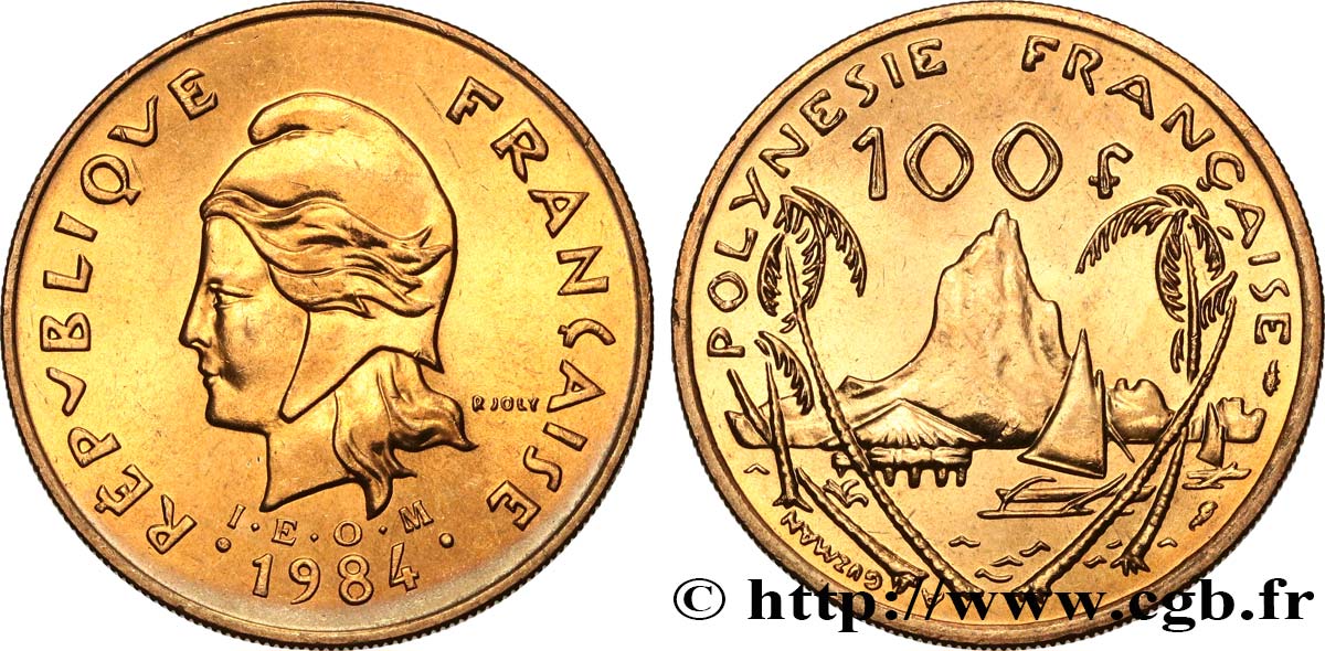 POLYNÉSIE FRANÇAISE 100 Francs I.E.O.M. Marianne / paysage polynésien type IEOM 1984 Paris SPL 