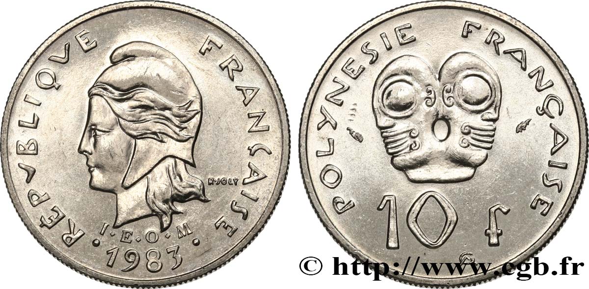 FRENCH POLYNESIA 10 Francs I.E.O.M. 1983 Paris MS 