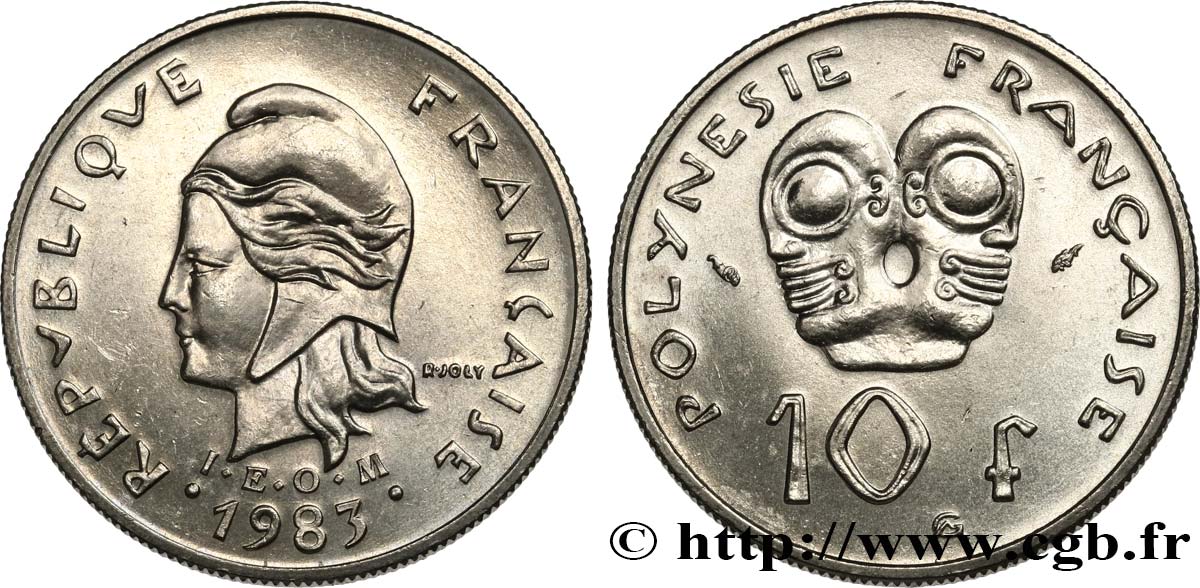 FRANZÖSISCHE-POLYNESIEN 10 Francs I.E.O.M. 1983 Paris fST 