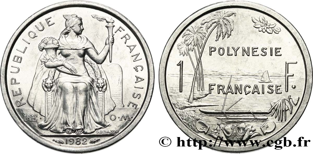 POLINESIA FRANCESE 1 Franc I.E.O.M. 1982 Paris MS 