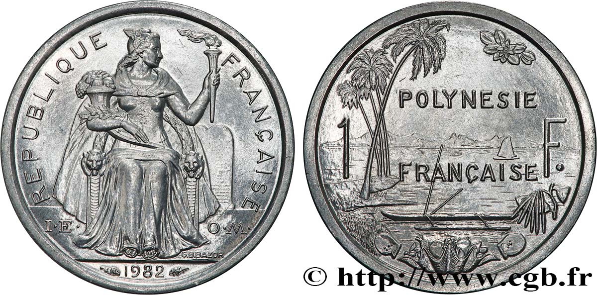 POLYNÉSIE FRANÇAISE 1 Franc I.E.O.M. 1982 Paris SPL 