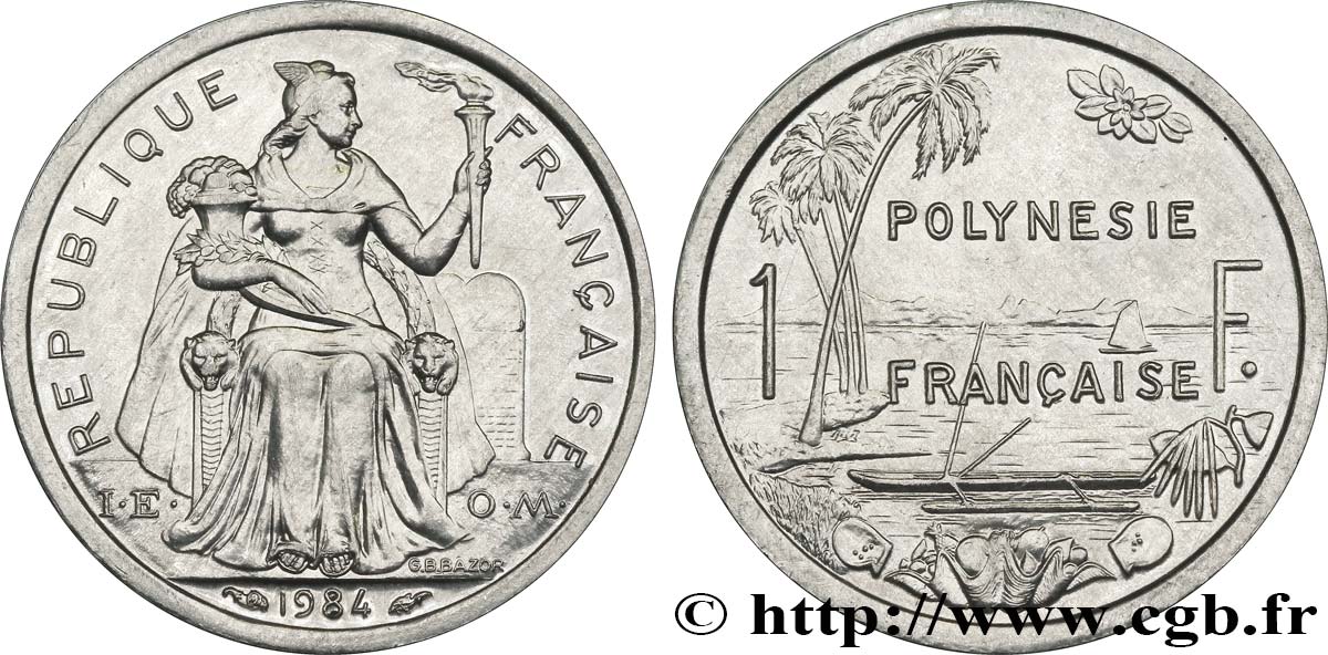 POLINESIA FRANCESE 1 Franc I.E.O.M. 1984 Paris MS 