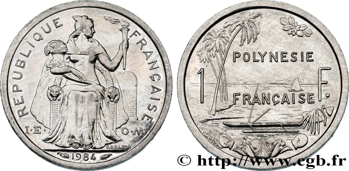 FRANZÖSISCHE-POLYNESIEN 1 Franc I.E.O.M. 1984 Paris fST 