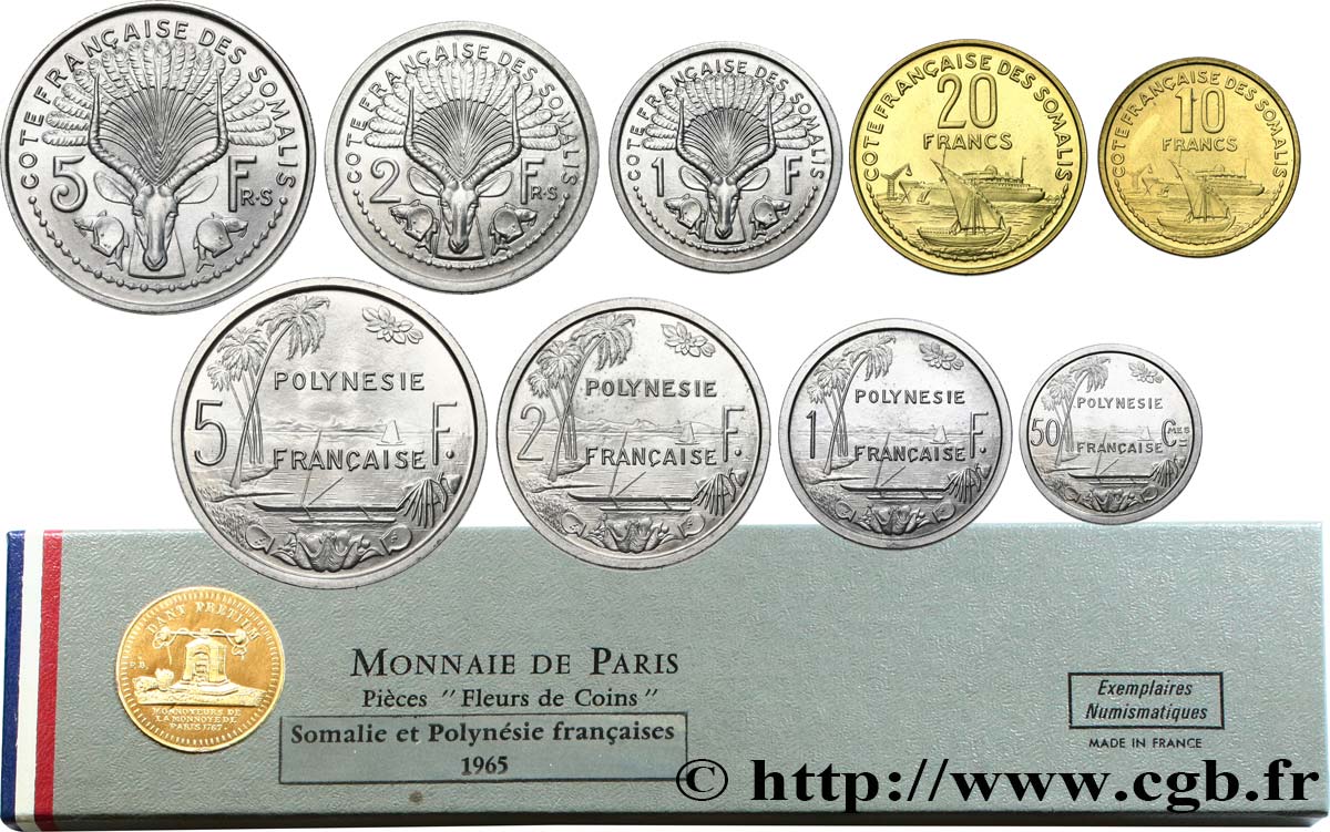 TERRITORI D OLTREMARE FRANCESI Boîte FDC “Somalie et Polynésie françaises” 1965 Paris FDC 