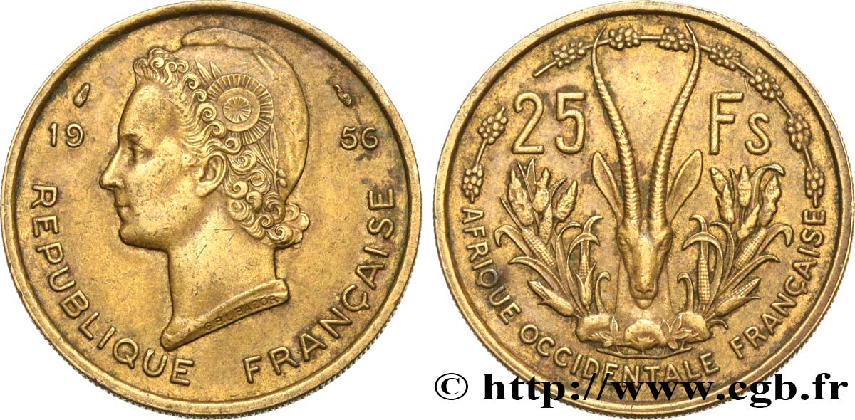AFRICA OCCIDENTALE FRANCESA  25 Francs 1956 Paris q.SPL 