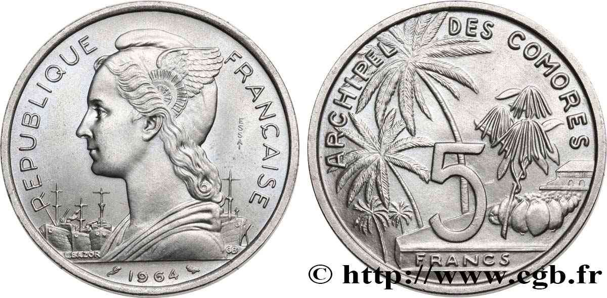 COMORES - Archipel Essai de 5 Francs 1964 Paris FDC 