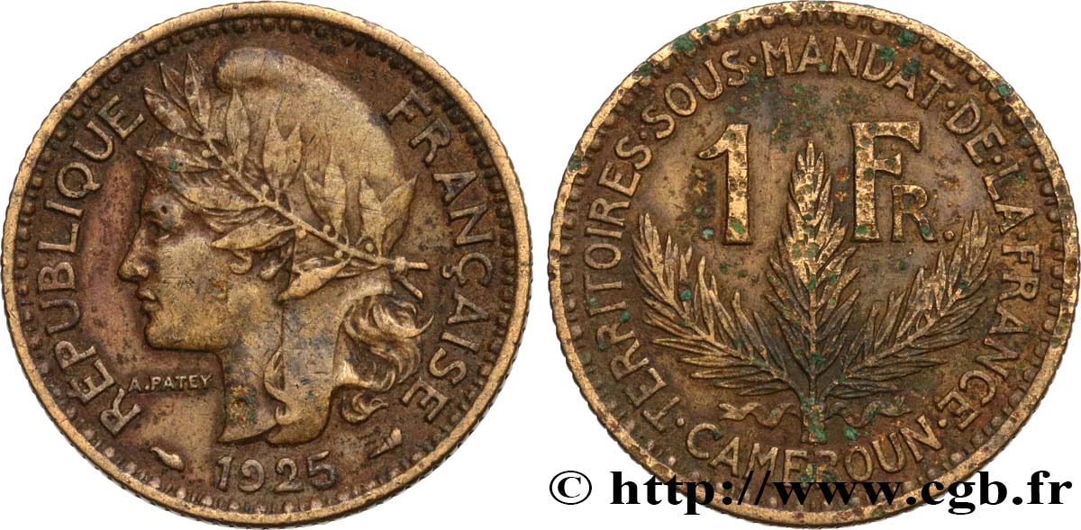 CAMERUN - Mandato Francese 1 Franc 1925 Paris q.BB 