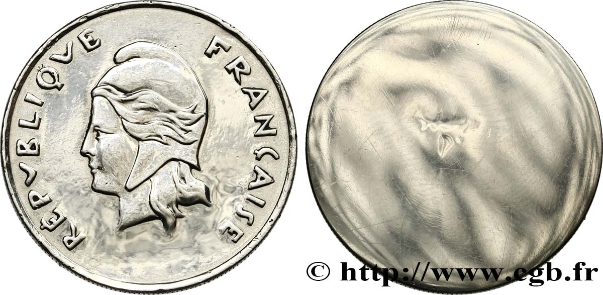TERRITOIRES D&nbsp;OUTRE-MER Épreuve de frappe uniface 20 Francs Non datée  SUP 