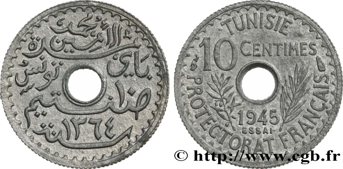 TUNISIE - PROTECTORAT FRANÇAIS Essai de 10 centimes 1945 Paris SUP 