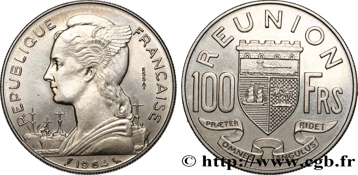 REUNION ISLAND 100 Francs Essai 1964 Paris MS 