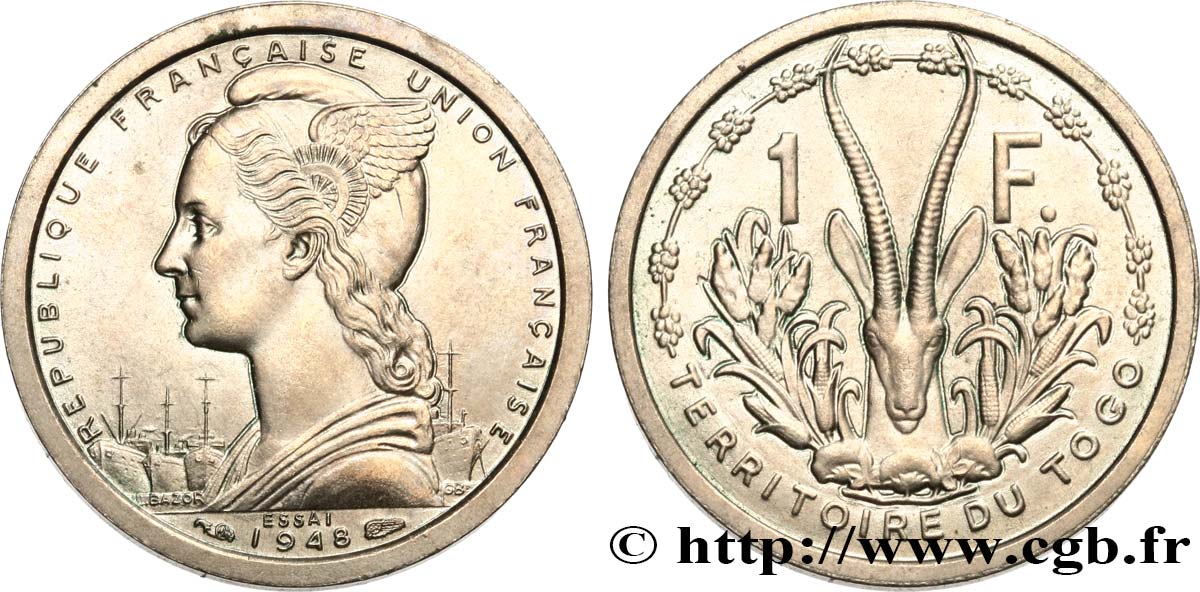 TOGO - FRENCH UNION Essai de 1 Franc 1948 Paris MS 