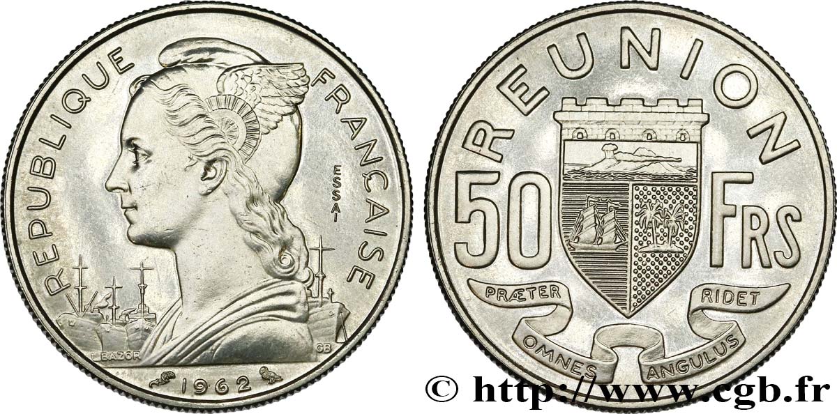 ÎLE DE LA RÉUNION Essai de 50 Francs  1962 Paris SPL 