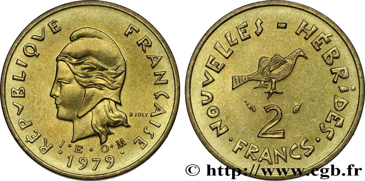 NUEVAS HÉBRIDAS (VANUATU desde 1980) 2 Francs I. E. O. M. 1979 Paris SC 